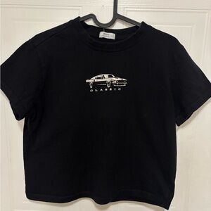 Black Crop Top with Mustang Graphic